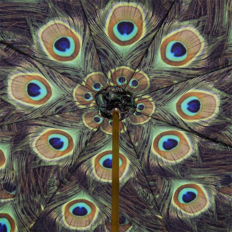 ομπρέλα | PASOTTI 189 hawaii p5 - μαύρη ομπρέλα με εσωτερικό παγώνι διπλό ύφασμα 2N6B8415 για άνδρες και γυναίκες